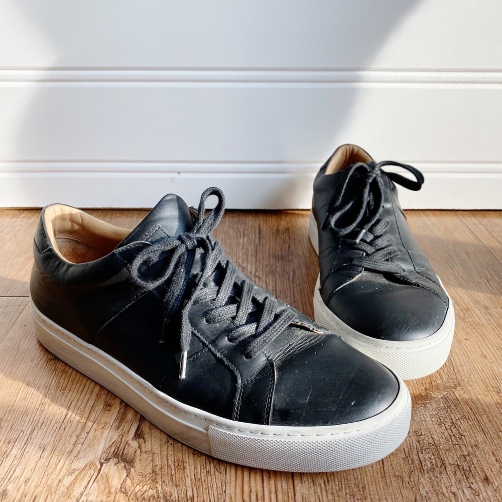 Greats The Royale Black Leather Ankle Lace Sneaker